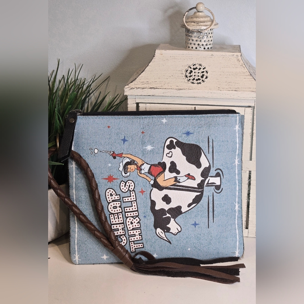 Cheekey's "Cheap Thrills" Blue Oversized Wristlet - Picture 2 of 8
